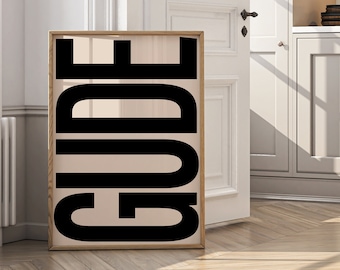 Poster gude, black on beige