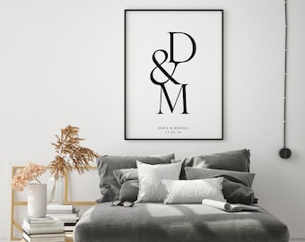 personalized poster with initials, names & date