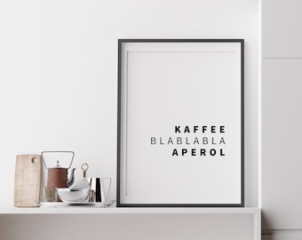 Poster coffee blah blah blah Aperol, black