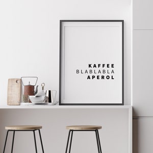 Poster coffee blah blah blah Aperol, black