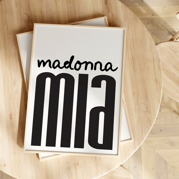 madonna mia Typo Poster italienisch | italienische Redewendungen und Sprüche | das Leben auf italienisch Wanddeko