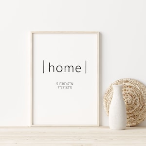 perosnalized poster with coordinates: home