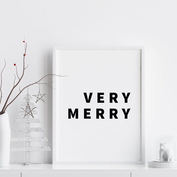 Poster Christmas / Christmas decoration saying: very merry, sw