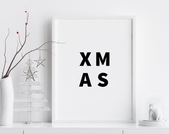 Typo Poster Weihnachten: XMAS, sw