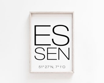Kunstdruck Plan Map Gelsenkirchen JUNIWORDS Stadtposter Weiß