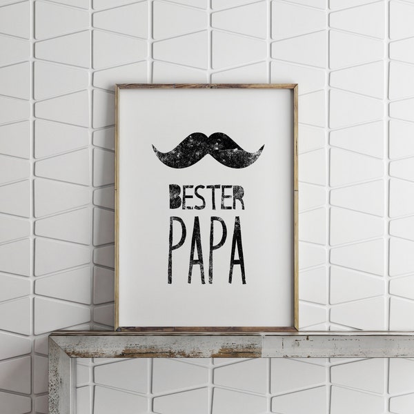 Poster: bester Papa, mustache, sw