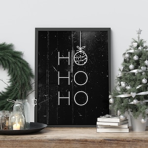 Poster ho ho ho - Weihnachtskugel, black edition