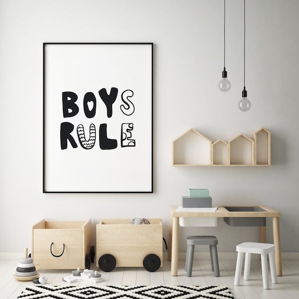Kinderzimmer - Poster: boys rule, sw
