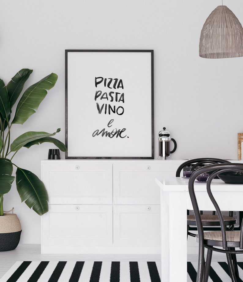 Poster Spruch pizza pasta vino e amore Küchendeko Etsy.de