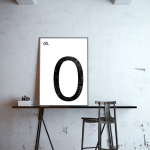 Typo poster: monogram letter o like oh, choose your word, sw
