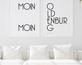 Poster-Set: moin moin Oldenburg, sw