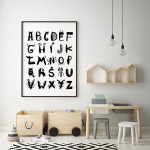 Kinderzimmer-Poster: monster ABC, sw