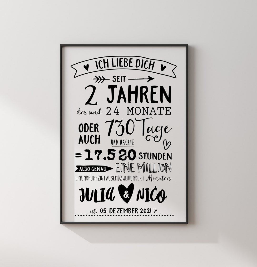 Poster zum Jahrestag ich liebe dich seit Etsy.de