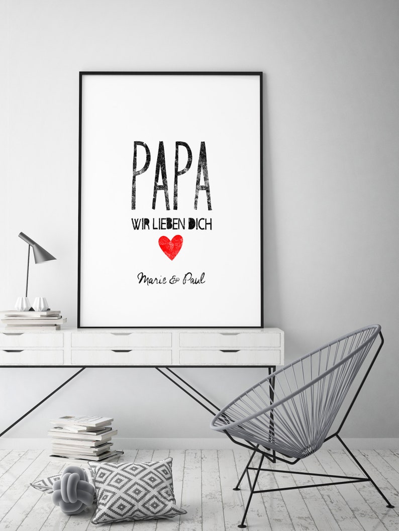 Poster mit Namen Papa wir lieben Dich / Papa ich liebe Dich Etsy