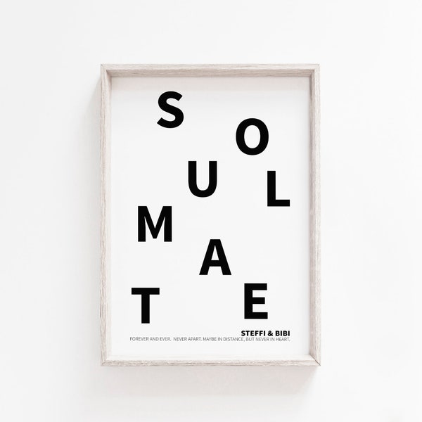 Poster / Print: soulmate - personalisiert mit Namen, sw