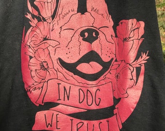 Black and Burgundy "In Dog We Trust" Tank top