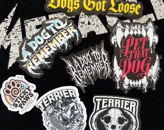 Hardcore Dog Lover Sticker Pack, Screamo Punk Bands, Water Resistant (6 Pack)