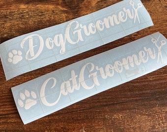 Custom Large 24” Dog Groomer Vinyl Decal Sticker for Pet Stylists with Paw and Shears, Dog Mom, Poodles, Puppies, Pets