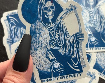 The Groom Reaper Sticker Style 2  for groomers, pet stylist, dog lovers, sticker collectors, skeleton, skulls, punk, puppy, dog mom