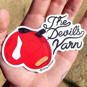 The Devil’s Yarn - Flexi leash Illustrated Sticker for Dog Handling Professionals | Groomers, trainers, doggy daycare, vet tech, cute, Sassy
