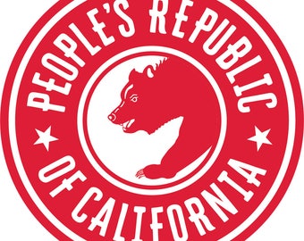 People's Republic of California 4"x4" Stickers, Art Sticker, Bumper Sticker, Guitar Sticker,