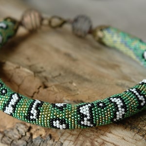 Green Snake beaded  necklace, choker python, snake ornament gift, Stylish jewelry, Mothers day gift ideas
