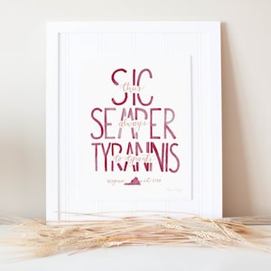 Printable Virginia State Motto Art Print in Virginia Tech Hokies Colors - Digital Download