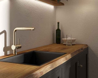 Solid oak washbasin board washbasin console wood with and without natural edge 65,75,85,95,105,115,125,135,145,155,165cm wood board