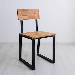 Chair office chair industrial design oak steel for desk image 1