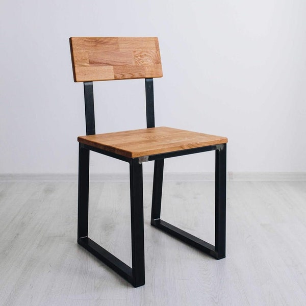 Stuhl Bürostuhl Industriedesign Eiche + Stahl für Schreibtisch