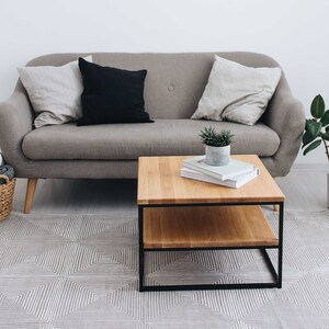 BestLoft® coffee table Boston with 2 shelves - side table in industrial design made of rustic light natural oak & steel