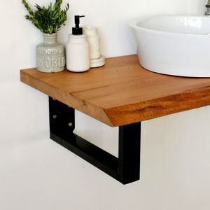 BestLoft pair of washbasin brackets made of construction steel 35/45cm solid metal black and white