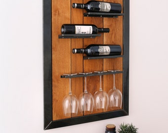 Wine rack wine oak wall shelf Louis Martel bottle rack wine cabinet glass shelf