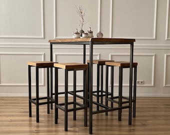 BestLoft® Standing Table Sets with or without Bar Stools Table Bar Table Counter Table Bar Table Gastronomy Tables Dining Tables Oak Wood