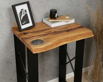 Solid Oak Console Table + Epoxy Resin Table Unique Handmade Epoxy Industrial Design