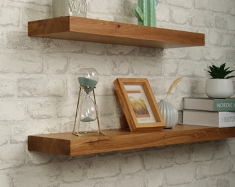 BestLoft® Ruby wall shelf without tree edge 17 cm deep made of oak wall shelf wall shelf with attachment in different sizes