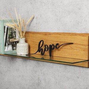 BestLoft® Brooklyn wall shelf with glass shelf made of solid oak, optionally in 100 cm/80 cm glass shelf Floating shelf Glass shelf Shelf with glass shelf image 2