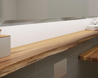 WC Ablage Ablagebrett Regalbrett Fensterbank Fensterbrett  Holz Massivholz Baumkante Eiche rustikal