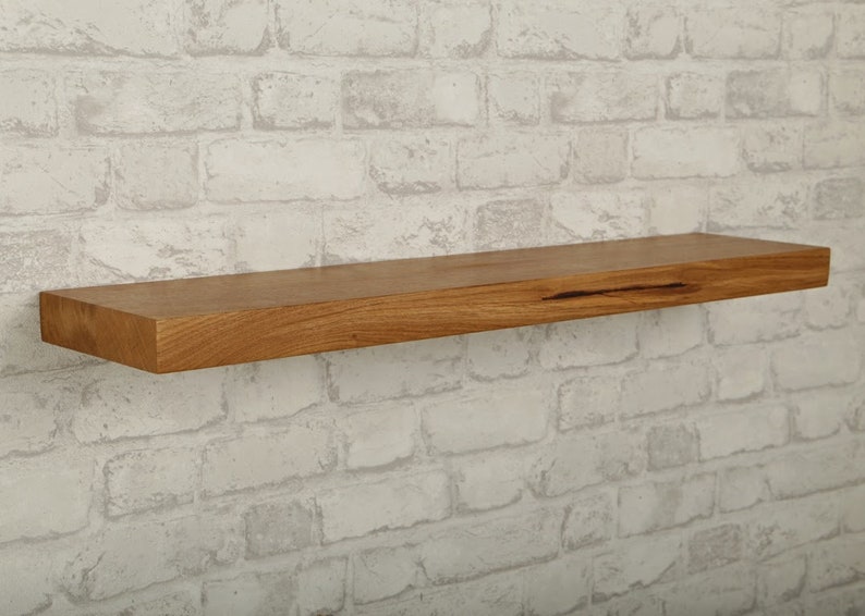 BestLoft® Schweberegal Ruby ohne Baumkante 17cm Tief aus Eiche Wandboard Wandregal mit Befestigung in verschiedenen Größen Wohnzimmerregal Bild 5