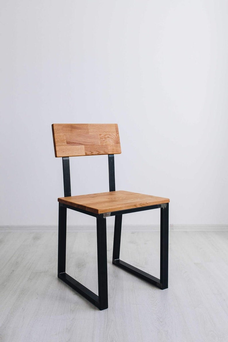 Chair office chair industrial design oak steel for desk image 1