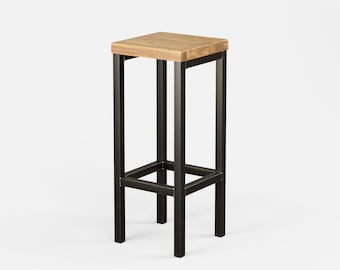 Bar stool New York handmade industrial design loft design steel wood solid oak stool wooden stool chair gastronomy