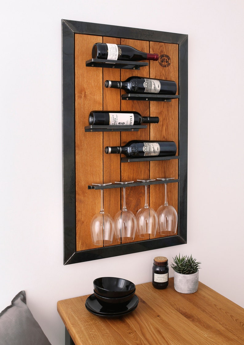 Wine rack wine oak wall shelf Louis Martel bottle rack wine cabinet glass shelf image 1