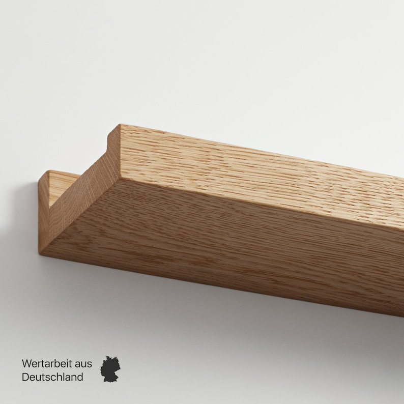 BestLoft schilderijrail hout houten plank wandplank wandfotorail eiken zwevende plank gangplank hout wandwandplank hout gemaakt van massief eikenhout afbeelding 4