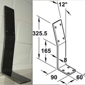 Backrest Backrest holder for seat-bench & beds Bracket for screwing on Steel lacquered Profile 60 x 8 mm Furniture fittings image 5