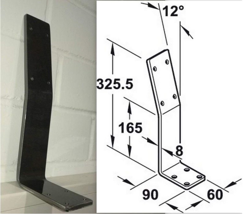 Backrest Backrest holder for seat-bench & beds Bracket for screwing on Steel lacquered Profile 60 x 8 mm Furniture fittings image 5