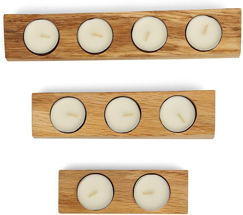 Bestloft tea light holder solid oak candle holder with wavy edge different sizes 2 / 3 / 4 or in a set tea light set tea lights Set