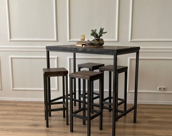 BestLoft® Standing Table Sets with or without Bar Stools Table Bar Table Counter Table Bar Table Gastronomy Tables Dining Tables Oak Wood