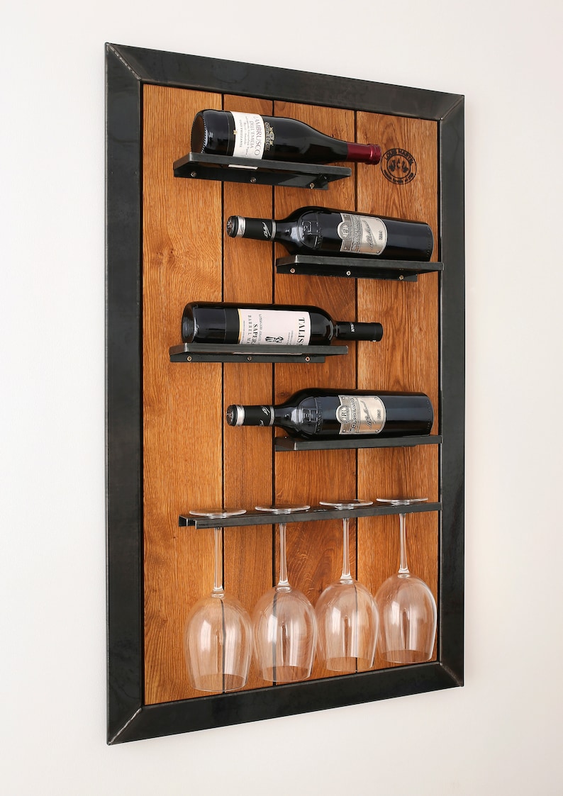 Wine rack wine oak wall shelf Louis Martel bottle rack wine cabinet glass shelf image 2