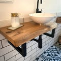IMMEDIATELY AVAILABLE Washbasin Console Washbasin Wooden Top Bathroom Bathroom Cabinet Solid Oak with Live Edge Washbasin Cabinet