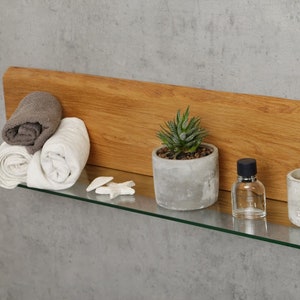 BestLoft® Brooklyn wall shelf with glass shelf made of solid oak, optionally in 100 cm/80 cm glass shelf Floating shelf Glass shelf Shelf with glass shelf image 7